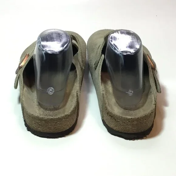 Birkenstock Boston Soft Footbed Clog Velvety Suede Leather Taupe Men's Size 11 - Picture 3 of 10